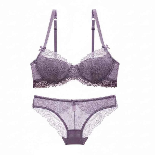 Fashion Young Girl Thin Cotton Bra Set - Plus Size D/E