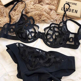 French Ultra-Thin Lace Bra Set with Thong