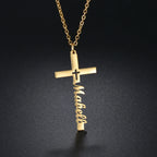 Personalized Name Cross Necklace - Zircon Pendant - SHOPPERS' CASTLE