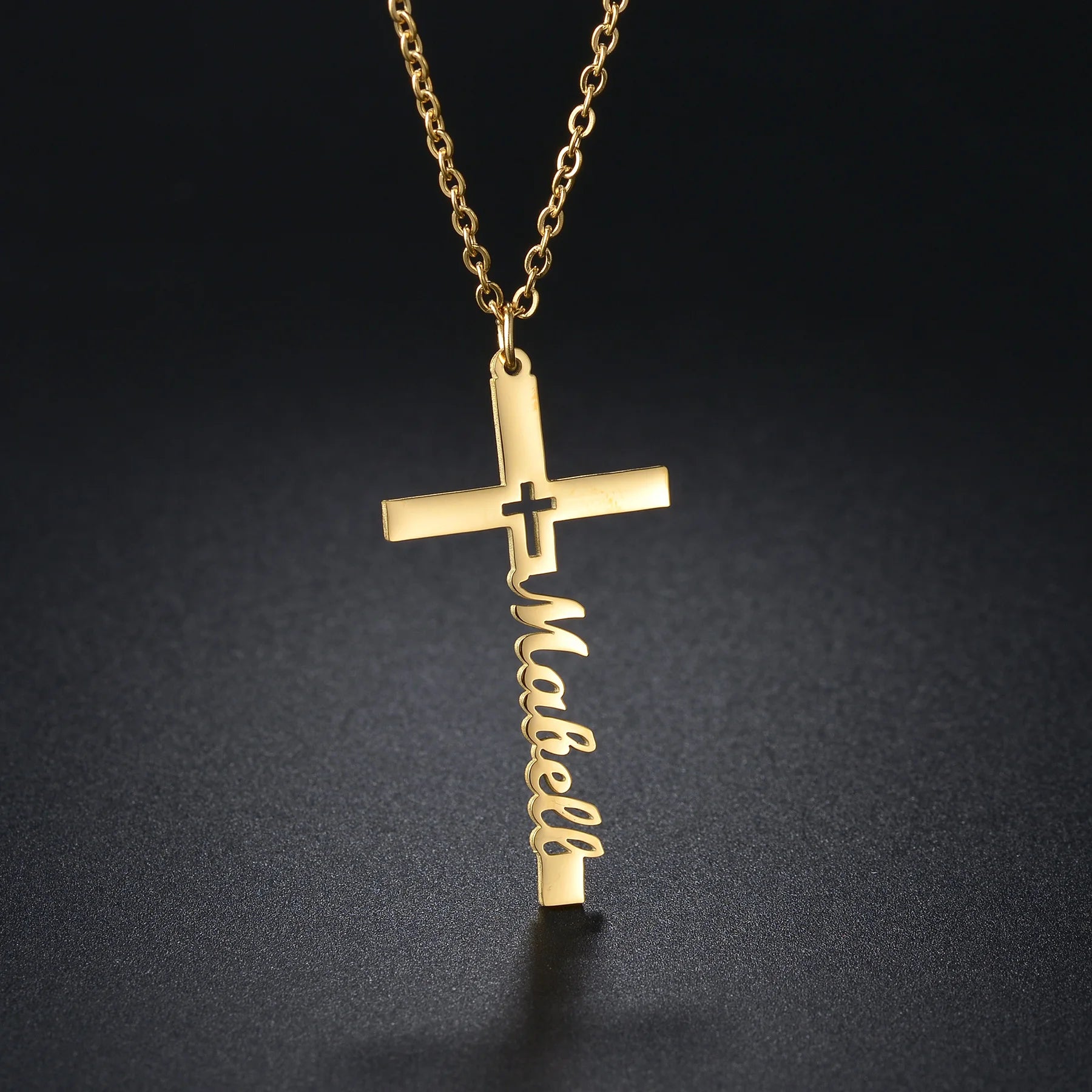 Personalized Name Cross Necklace - Zircon Pendant - SHOPPERS' CASTLE
