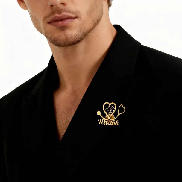 Fashion Heart Stethoscope Name Brooch - Business Party