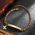 Engrave Name Heart Figaro Chain Bracelet - Adjustable