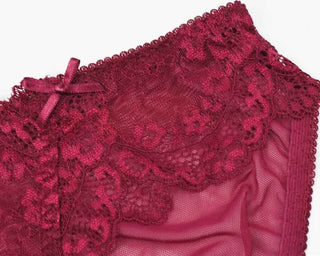 Embroidered Lace Brief Trio - Beige, Black & Burgundy