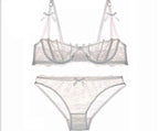 Embroidered Lace Half-Cup Bra