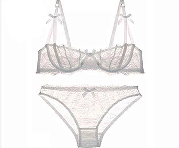 Embroidered Lace Half-Cup Bra