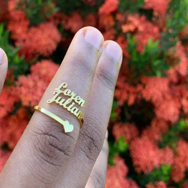 Custom Name Ring with Multiple Patterns - Adjustable