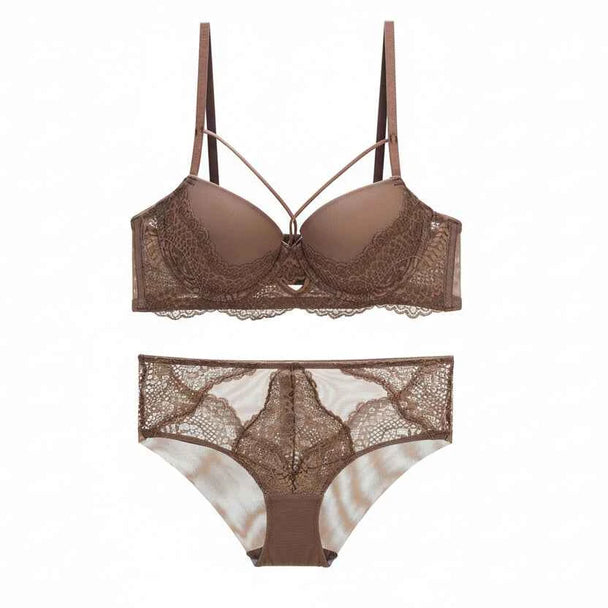 Bandage Cotton Thick Gather Push-Up Bra Set - ABCD Cup
