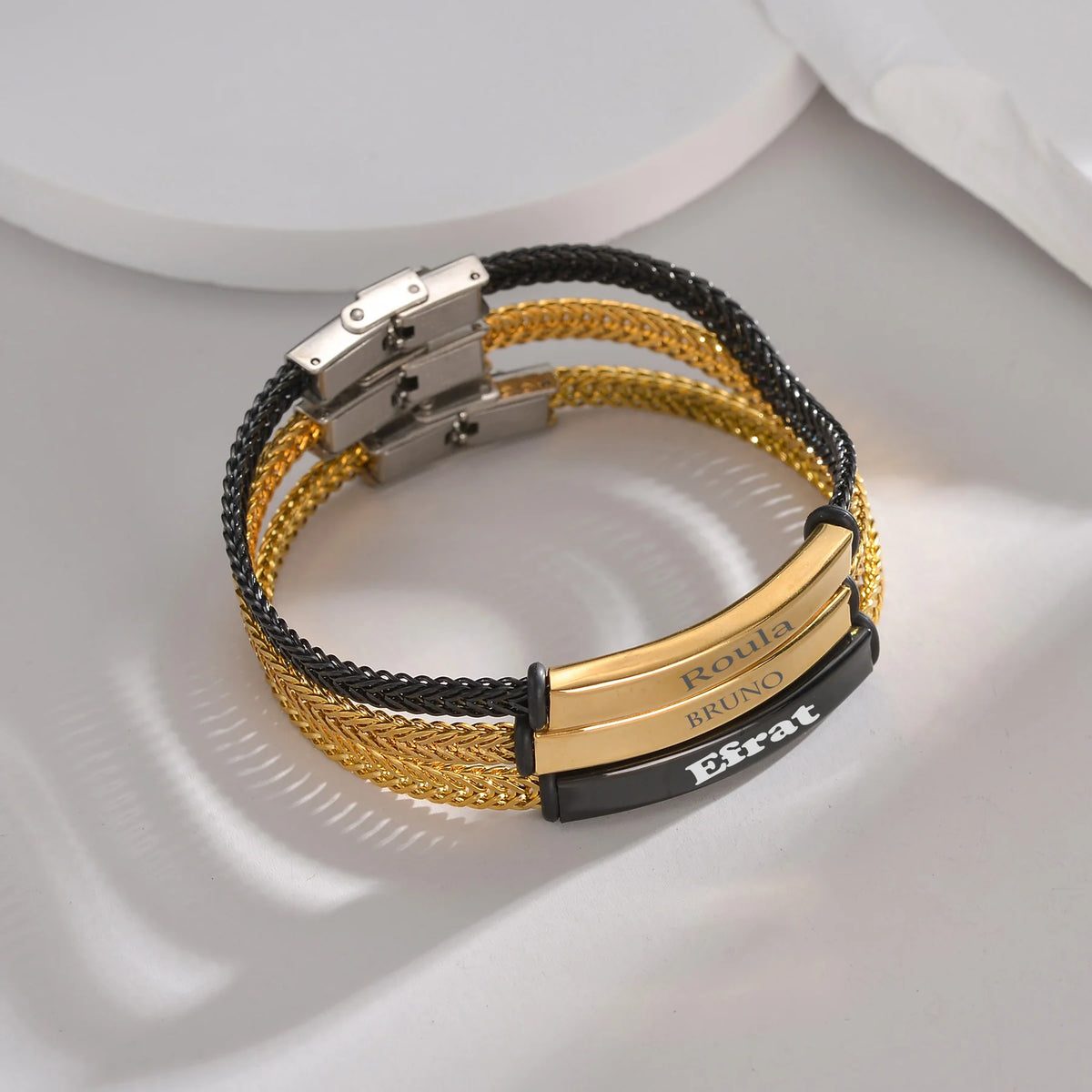 Punk Engrave Name Bracelet - Stainless Steel Chain - SHOPPERS' CASTLE