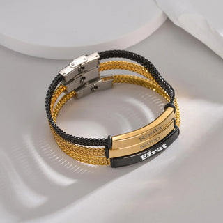 Punk Engrave Name Bracelet - Stainless Steel Chain - SHOPPERS' CASTLE
