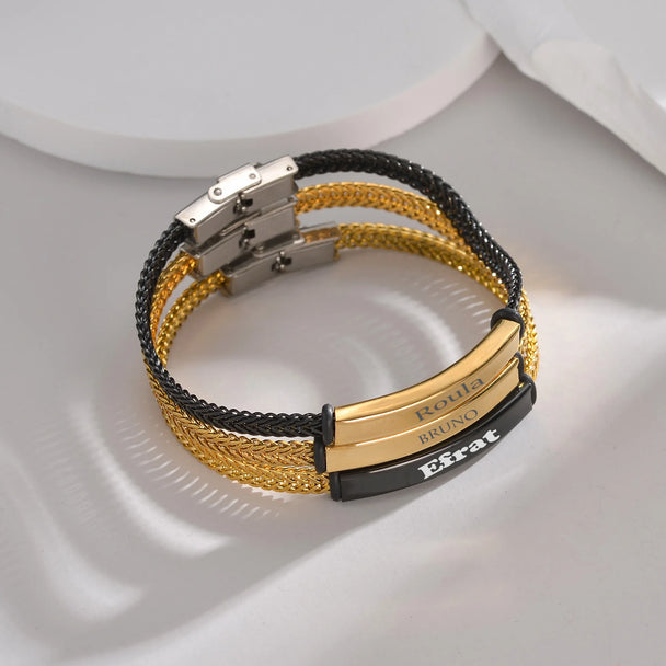 Punk Engrave Name Bracelet - Stainless Steel Chain - SHOPPERS' CASTLE