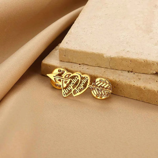 Custom Arrow Piercing Heart Name Brooch - Engagement Party