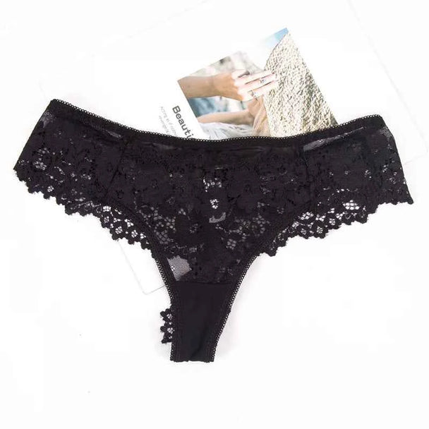 Floral Lace Brief - Cotton Crotch Breathable Low-Rise Panty