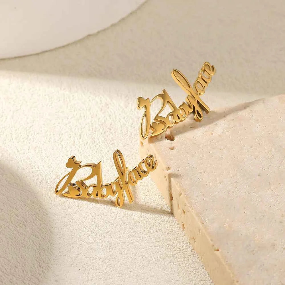 Custom Name Letter Earrings - Stainless Steel