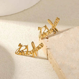 Custom Name Letter Earrings - Stainless Steel