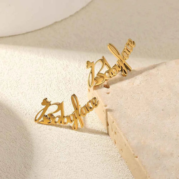 Custom Name Letter Earrings - Stainless Steel