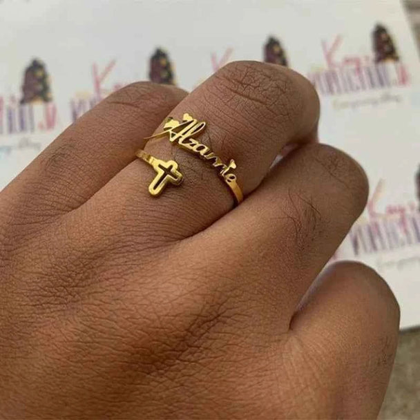 Custom Name Ring with Multiple Patterns - Adjustable