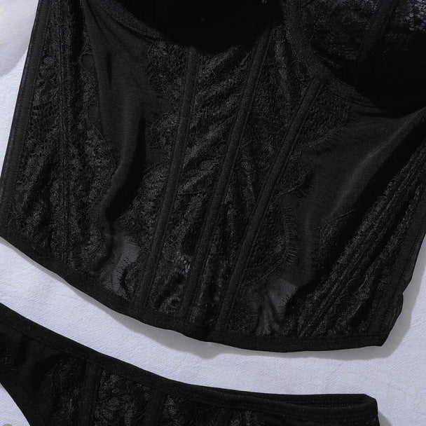 Mesh Ultra-Thin Sling Tops Bra & Thong Set with Shapewear