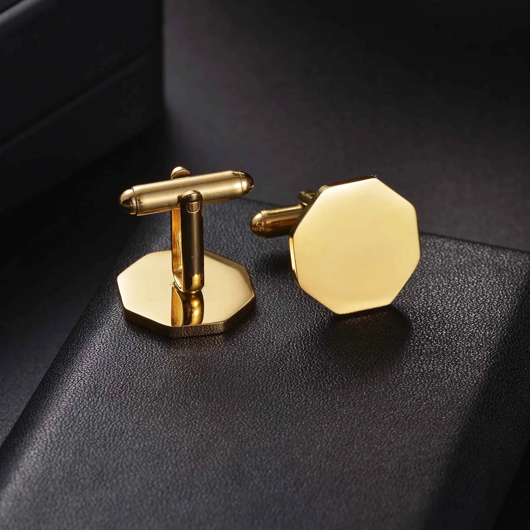 Personalized Name Cufflinks - Round Square Engrave Logo