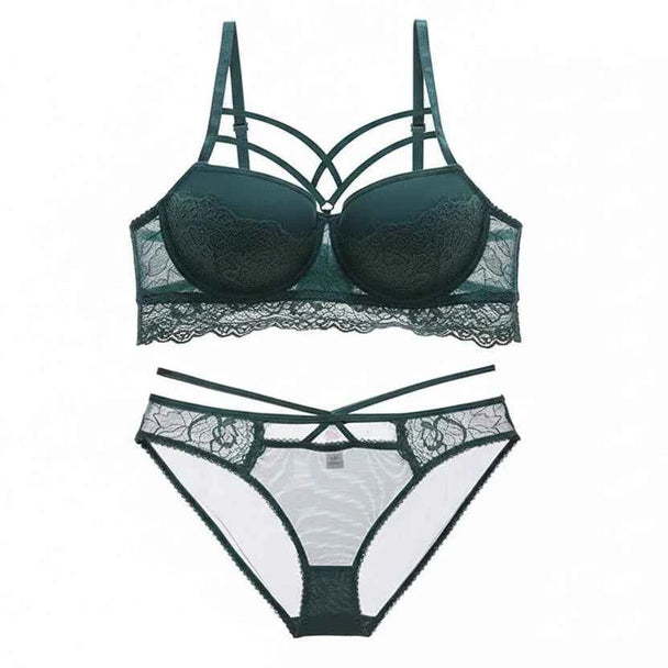 Sexy Bandage Push-Up Bra Set with Thick Gather