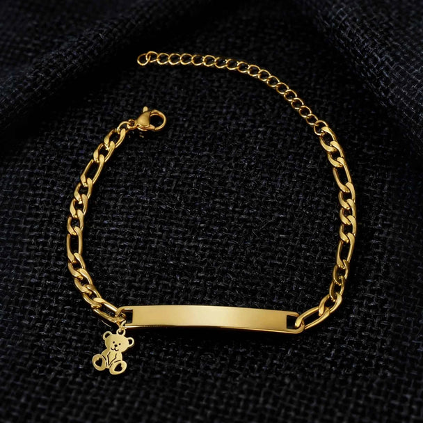 Engrave Name Heart Figaro Chain Bracelet - Adjustable
