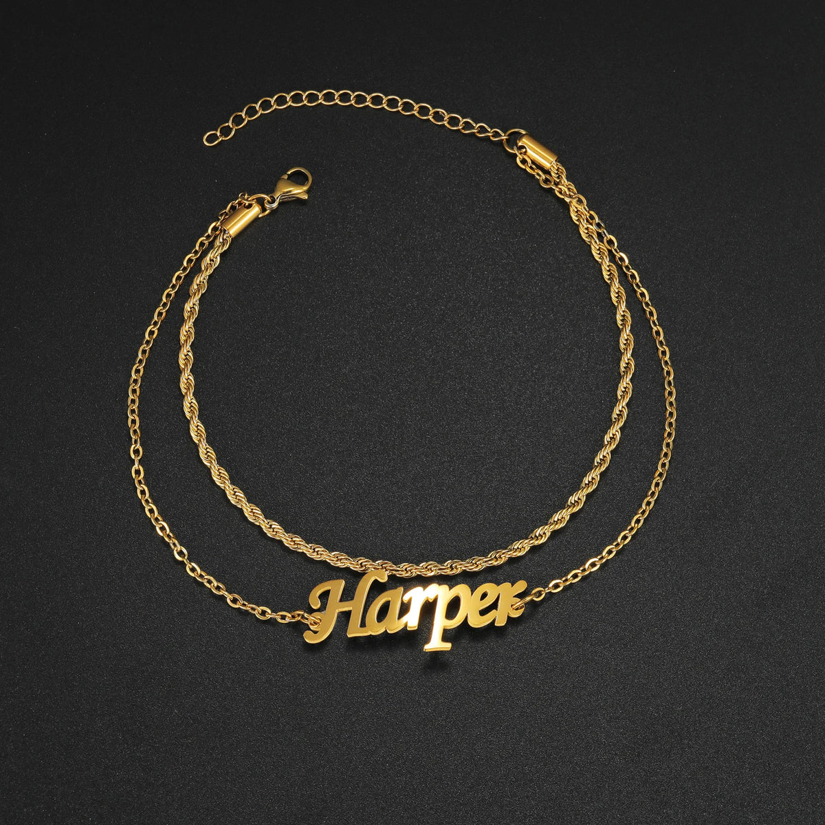 Personalized Name Anklet - 2 Layer 18cm Leg Chain - SHOPPERS' CASTLE