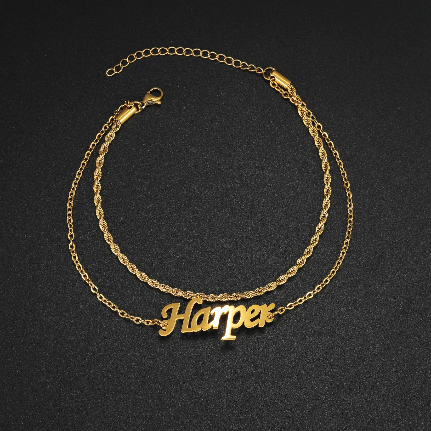 Personalized Name Anklet - 2 Layer 18cm Leg Chain - SHOPPERS' CASTLE