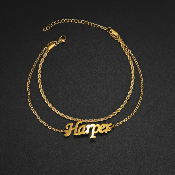 Personalized Name Anklet - 2 Layer 18cm Leg Chain - SHOPPERS' CASTLE