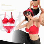 Lace Embroidery Temptation Push-Up Bra Set - CD Cup