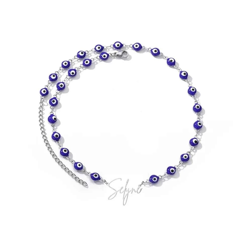 Custom Name Devil's Eye Chain Necklace - Handmade Nameplate
