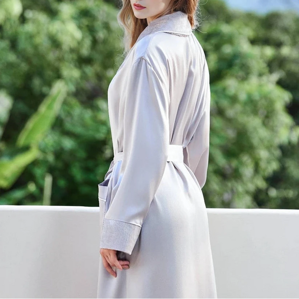 100% Silk Cardigan Robe - Long Sleeve Luxury Nightgown