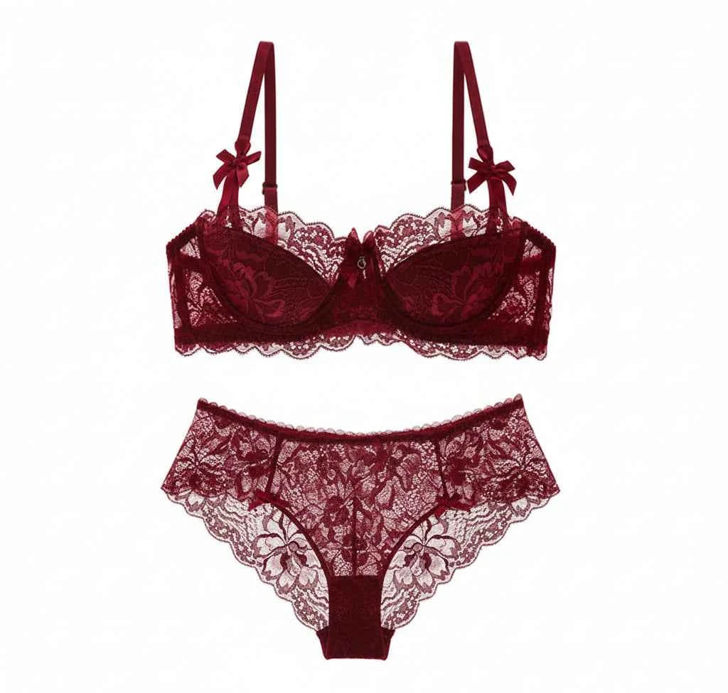 Lace Embroidered Bra - Plus Size C/D Cup