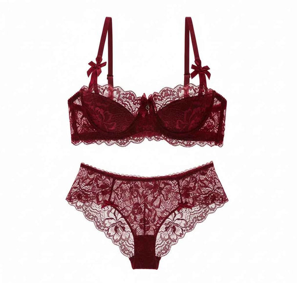Lace Embroidered Bra - Plus Size C/D Cup