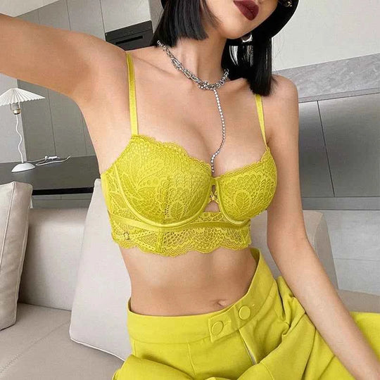 Lace Embroidery Temptation Push-Up Bra Set - CD Cup