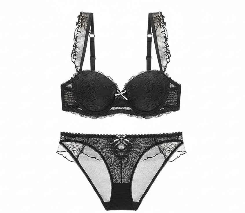 Deep V Embroidered Push-Up Bra