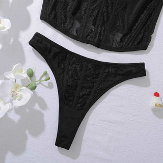 Mesh Ultra-Thin Sling Tops Bra & Thong Set with Shapewear