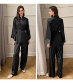 French Style Satin Pajama Set - 2 Piece - SHOPPERS' CASTLE
