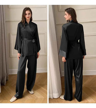 French Style Satin Pajama Set - 2 Piece - SHOPPERS' CASTLE