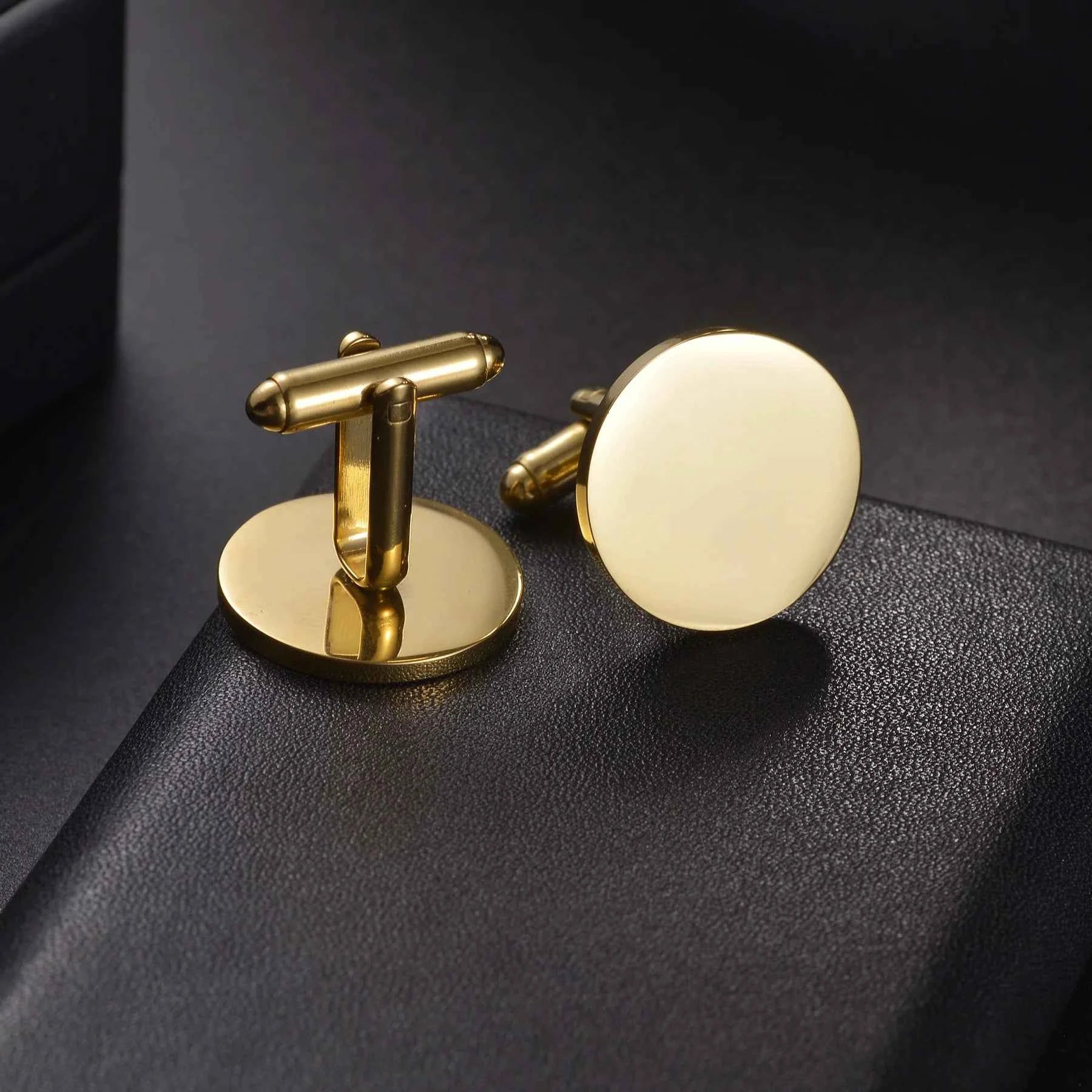 Personalized Name Cufflinks - Round Square Engrave Logo