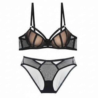 Bandage Thick Padded Push-Up Bra Set - Plus Size D Cup