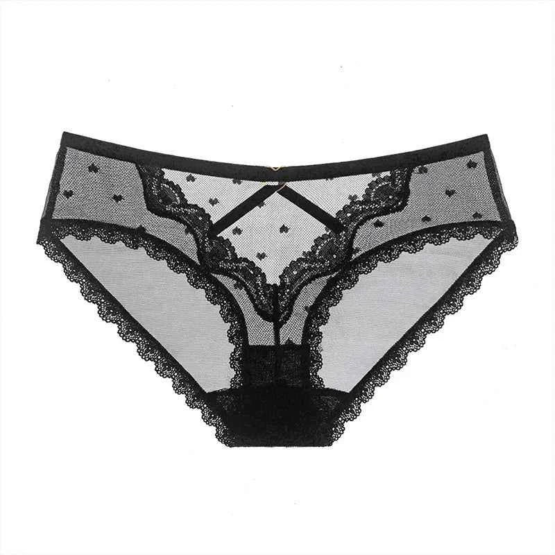 Hollow-Out Lace Low-Waist Briefs - SHOPPERS' CASTLE