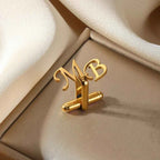 Customized Initial Letter Cufflinks - Groom Wedding Jewelry