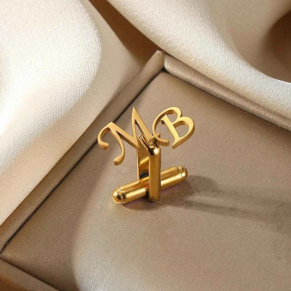 Customized Initial Letter Cufflinks - Groom Wedding Jewelry