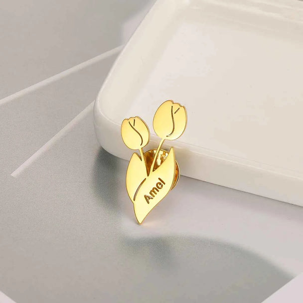 Custom Tulip Name Brooch - Mother's Day