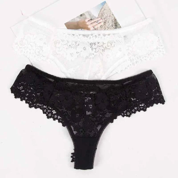 Floral Lace Brief - Cotton Crotch Breathable Low-Rise Panty