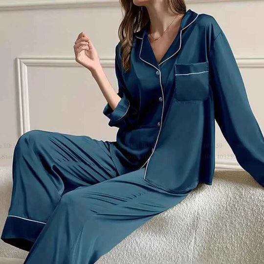 Ice Silk Pajama Set - SHOPPERS' CASTLE