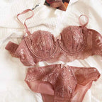 French Lace Embroidery Bra Set with Detachable Straps