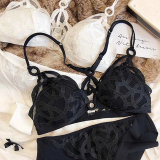 French Ultra-Thin Lace Bra Set with Thong