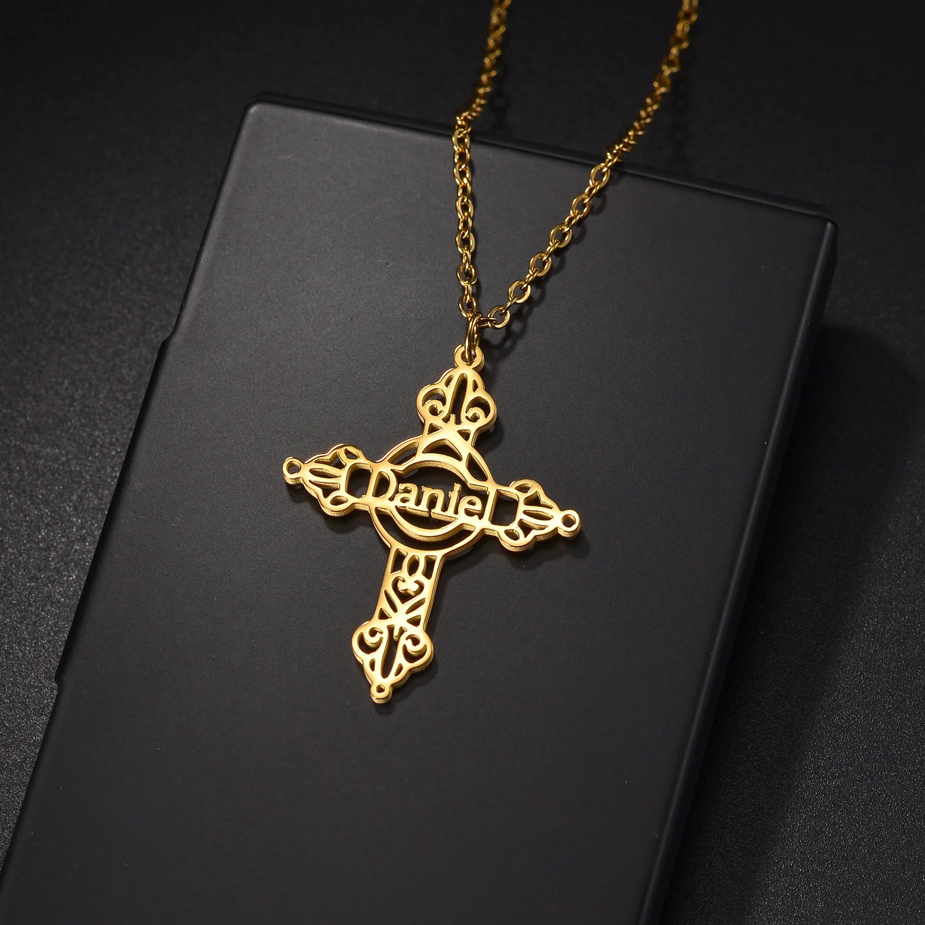 Personalized Name Cross Necklace - Zircon Pendant - SHOPPERS' CASTLE