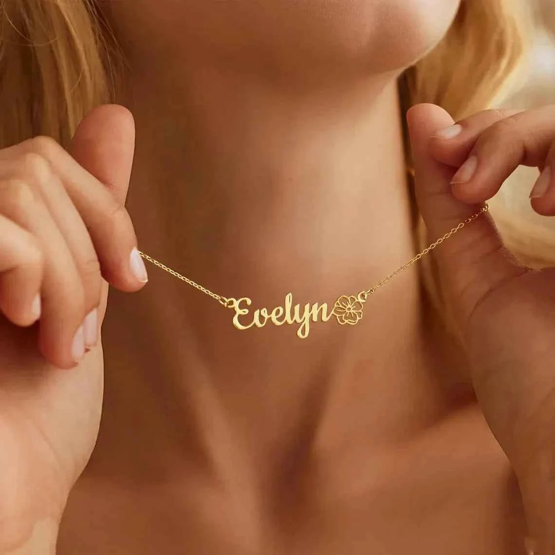 Customized Birthday Flower Name Clavicle Chain - Summer Travel