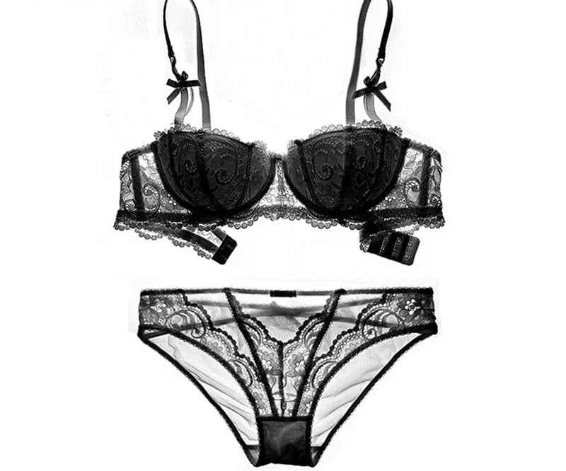 Embroidered Half-Cup Push-Up Bra